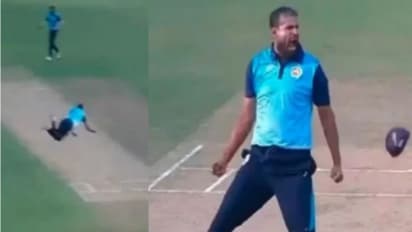 இந்த வயசுலயும் மனுஷன் இப்படி பறக்குறாப்ளயே..? யூசுஃப் பதான் பிடித்த செம கேட்ச் வீடியோ