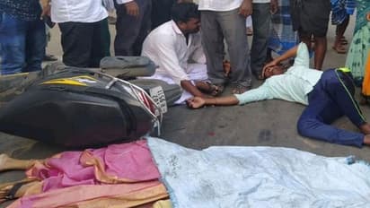 இருசக்கர வாகனம் மீது லாரி மோதல்... தூக்கி வீசப்பட்ட இளம்பெண் துடிதுடித்து உயிரிழப்பு..!