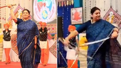 కత్తి చేతపట్టి డ్యాన్స్ చేసిన కేంద్ర మంత్రి స్మృతీ ఇరానీ