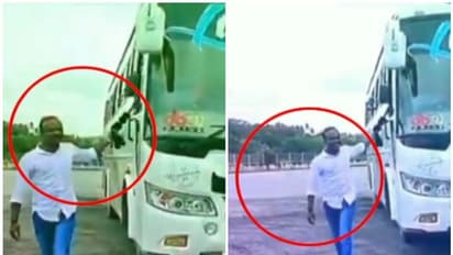 സ്കൂൾ കുട്ടികളുടെ വിനോദയാത്രക്കിടെ ഓടുന്ന ബസില്‍ നിന്നിറങ്ങി 'ആന നടത്തവുമായി' ഡ്രൈവര്‍: നടപടി