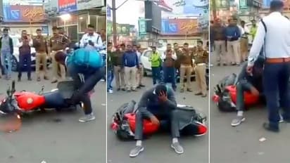 ഹെൽമറ്റില്ലാത്തതിനു പൊലീസ് പിഴയിട്ടു, ബൈക്ക് തല്ലിത്തകര്ത്ത് യുവാവ് പൊട്ടിക്കരഞ്ഞു!