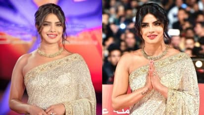 ഐവറി നിറത്തിലുള്ള സാരിയില്‍ മനോഹരിയായി പ്രിയങ്ക