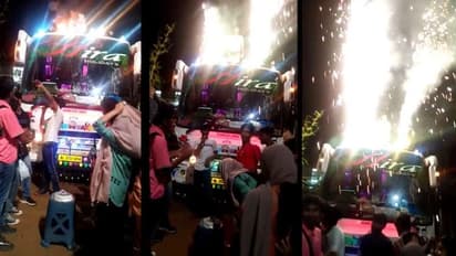 ബസിനു മുകളില് പൂത്തിരി കത്തിച്ചു, പടക്കം പൊട്ടിച്ചു; ടൂറിസ്റ്റ് ബസിന്റെ ഫിറ്റ്നെസ് തെറിച്ചു!