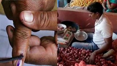 ఉల్లి కోసం జనం బారులు: వేలికి సిరా గుర్తు, మళ్లీ మళ్లీ వచ్చే వారికి చెక్