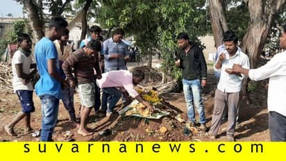 ಬೆಳಗಾವಿ: ಗೋರಿ ಮೇಲೆ ಕಾಗೆಗೆ ಇಟ್ಟಿದ್ದ ಪಿಂಡ ತಿಂದ ಯುವಕರು!
