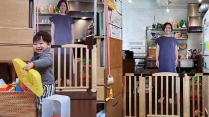 കുഞ്ഞ് കരയാതിരിക്കാൻ അമ്മയുടെ 'കട്ടൗട്ട്'; ജപ്പാൻകാരന്റെ തന്ത്രത്തിന് കയ്യടിച്ച് സോഷ്യൽമീഡിയ