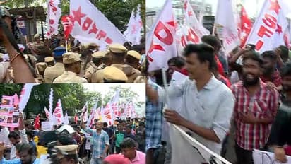 ചെന്നൈയിൽ ഇടതുസംഘടനകളുടെ മാര്ച്ച്, പൊലീസുമായി കൈയ്യാങ്കളി