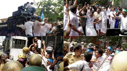 ബാരിക്കേഡ് മറികടന്ന് പ്രവര്ത്തകര്; കോഴിക്കോട് കോൺഗ്രസ് മാര്ച്ചിൽ സംഘര്ഷം