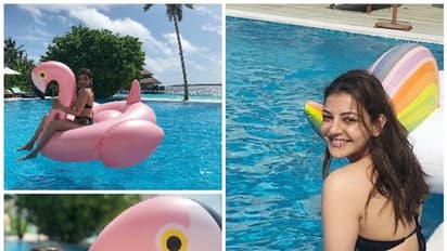 பிகினியில் ஜாலி குளியல்... நீச்சல் குளத்தில் ஆட்டம் போடும் காஜல் அகர்வால்... வைரலாகும் போட்டோஸ்...!