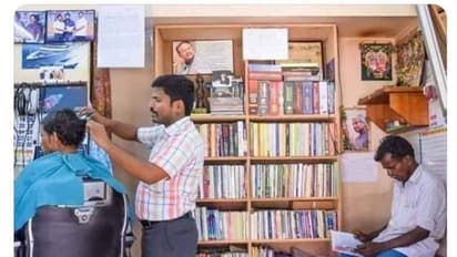 முடி திருத்தும் கடையில் "நூலகம்"..! டி.வி பார்க்காமல் புத்தகம் படித்தால் கட்டணத்தில் 30% சலுகை..!