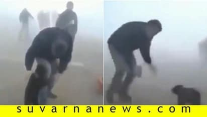 ಬಿಟ್ಟೋಗ್ಬೇಡಾ ನನ್ನ..!: ಬೆಂಕಿಯಿಂದ ಕಾಪಾಡಿದಾತನ ಕಾಲು ಬಿಡಲೊಪ್ಪದ ಕರಡಿ ಮರಿ!