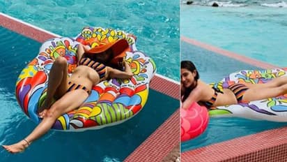 മഴവില് നിറമുള്ള ബിക്കിനിയില് സാറ, കുടുംബത്തോടൊപ്പം മാലിദ്വീപില് അവധി ആഘോഷം