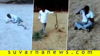 ಬುಟ್ಬುಡ್ತೀವಾ...?: ಎಣ್ಣೆ ಏಟಲ್ಲಿ ನಾಗರ ಹಾವಿನೊಂದಿಗೇ ಸರಸಕ್ಕಿಳಿದ ಕುಡುಕ!