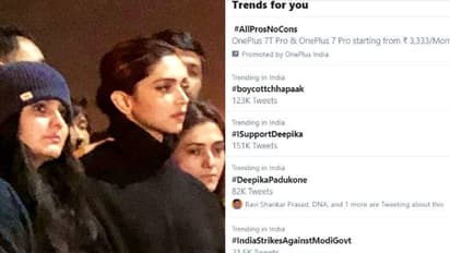 ജെഎന്‍യുവില്‍ ഐക്യദാര്‍ഢ്യം; ദീപികയുടെ സിനിമകള്‍ ബഹിഷ്കരിക്കാന്‍ ആഹ്വാനം, ട്വിറ്റര്‍ ട്രെന്‍ഡിങ്