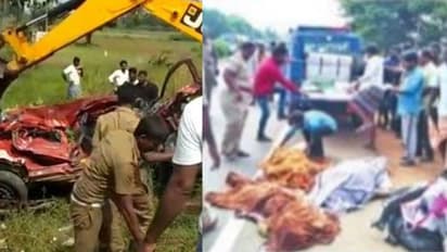 கண்ணிமைக்கும் நேரத்தில் ஒரே குடும்பத்தை சேர்ந்த 5 பேர் உயிரிழப்பு... ஆம்புலன்ஸ் வராததால் உடல்களை லாரியில் கொண்டு சென்ற அவலம்..!