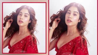 মায়ের লাল শিফনে সাজলেন জাহ্নবী,  খেয়াল করালেন শ্রীদেবীকে