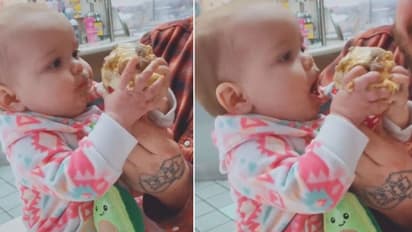 'തന്നേ നോക്കട്ടേ'; ആദ്യമായി ഐസ്ക്രീം കഴിക്കുന്ന കുഞ്ഞിന്റെ പ്രതികരണം...