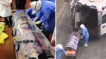 'കൊറോണ'; രോഗിയെ പ്ലാസ്റ്റിക് ട്യൂബിനുള്ളിലടച്ച് മാറ്റുന്നതിന്റെ ദൃശ്യങ്ങള് പുറത്ത്...