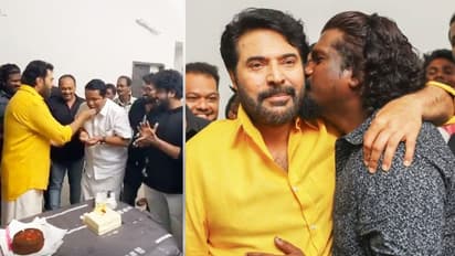 'ഷൈലോക്കി'ന്റെ വിജയം; കേക്ക് മുറിച്ച് ആഘോഷിച്ച് മമ്മൂട്ടി