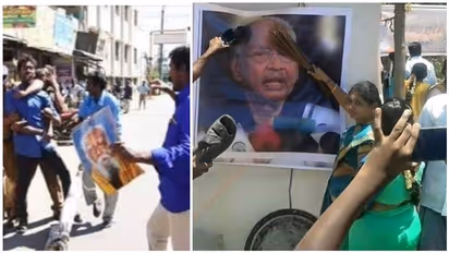 கி.வீரமணி படத்துக்கு அடி உதை...! கொந்தளித்த பாஜக மகளிர் அணி...!