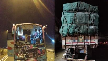 தனியார் பேருந்து-லாரி பயங்கர மோதல்..! மேல்மருவத்தூர் சென்ற பக்தர்கள் படுகாயம்..!