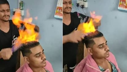 തലയില് തീയിട്ട് മുടിവെട്ടുന്ന ബാര്ബര്; വൈറല് വീഡിയോ കണ്ടത് കോടിക്കണക്കിന് പേര്