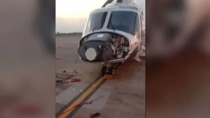 പുറപ്പെടാന് തയ്യാറായ വിമാനത്തിന് മുമ്പില് കുത്തിയിരുന്നു, ഹെലികോപ്റ്റര് തകര്ത്തു, യുവാവ് പിടിയില്