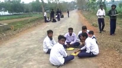 রাস্তায় বসে মিড ডে মিলের খাবার খেল ছাত্ররা, নজর দেব বলল স্কুল