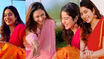 ചുവപ്പ് ജിമിക്കികമ്മലില് സുന്ദരിയായി ജാന്വി