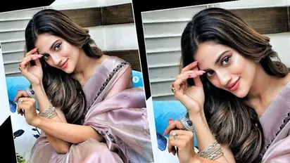 ভ্যালেন্টাইন্স ডে স্পেশ্যাল নুসরত,  লাল নয় বেগুনিতেই নজর কাড়লেন অভিনেত্রী