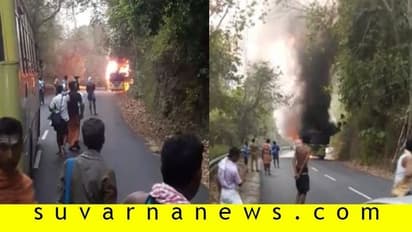 ಮೈಸೂರು: ಅಯ್ಯಪ್ಪ ಭಕ್ತರಿದ್ದ ಬಸ್‌ ಬೆಂಕಿಗಾಹುತಿ