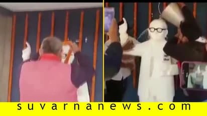 ಕೇಂದ್ರ ಸಚಿವ ನಮಿಸಿದ ಅಂಬೇಡ್ಕರ್ ಪ್ರತಿಮೆ ಶುದ್ಧೀಕರಣ!