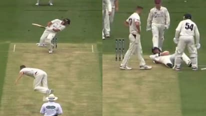 ஸ்டேன்லேக்கின் பந்தில் நெஞ்சில் செம அடி வாங்கிய ஆஸ்திரேலிய வீரர்.. சுருண்டு விழுந்த பரிதாபம்.. வீடியோ