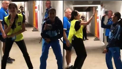 గెలుపు ఇచ్చిన కిక్కు: సెక్యూరిటీ గార్డుతో కలిసి టీమిండియా క్రికెటర్ స్టెప్పులు, వైరల్