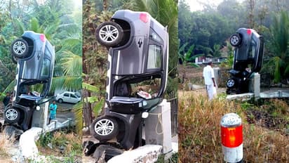 തലയും കുത്തി തൂണും ചാരിയൊരു കാര്; ഇത് അമ്പരപ്പിക്കും അപകടം!