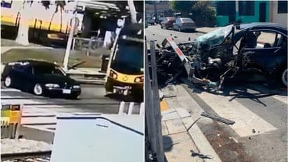 ട്രെയിനിന് അടിയില്‍പ്പെട്ട് തവിടുപൊടിയായി ബിഎംഡബ്ല്യു! വീഡിയോ