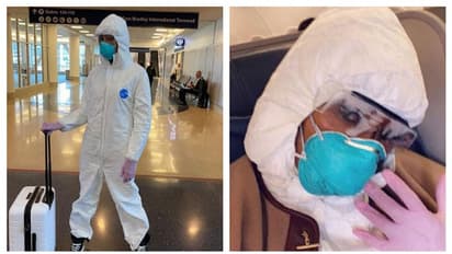 করোনা থেকে রক্ষা পেতে মেডিক্যাল স্যুটে বিমানে উঠলেন সুপার মডেল, নেট দুনিয়ায় হলেন ভাইরাল