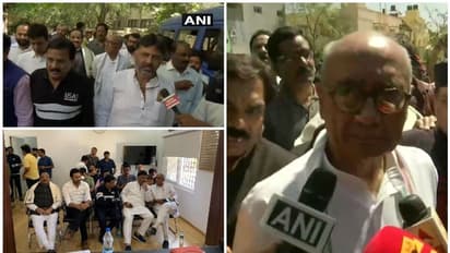 വിമതന്മാരെ തിരികെയെത്തിക്കാന് ദിഗ്വിജയ് സിംഗ് ബംഗലൂരുവില്, കസ്റ്റഡിയിലെടുത്ത് പൊലീസ്