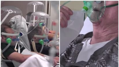 കൊവിഡ്19: പ്ലാസ്റ്റിക് വെന്റിലേഷന് കവറുമായി വാര്ഡിലും വരാന്തയിലും രോഗികള്; ഇറ്റലിയില് നിന്നുള്ള ദൃശ്യം