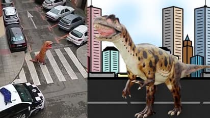 করোনায় লকডাউন, মাঝ রাস্তায় হেঁটে বেড়াচ্ছে ডাইনোসর, মুহূর্তে ভাইরাল ভিডিও