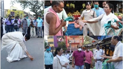 കടകള്‍ക്ക് മുമ്പില്‍ കളം വരച്ചും മാസ്‌കുകള്‍ വിതരണം ചെയ്തും കൊവിഡ് ബോധവല്‍ക്കരണവുമായി മമത, വീഡിയോ