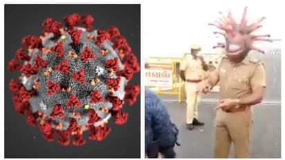 পথে নামল করোনা, সচেতনতা বাড়াতে নিজেই ভাইরাস সাজলেন পুলিশকর্তা, নিমেশে হলেন ভাইরাল