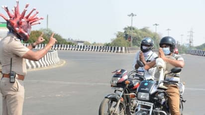 പറഞ്ഞതു കേള്‍ക്കാതെ റോഡിലിറങ്ങിയവര്‍ ഞെട്ടി, ദേ മുന്നില്‍ നില്‍ക്കുന്നു കൊറോണ വൈറസ്!