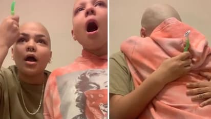 ക്യാൻസർ രോഗിയായ സഹോദരിക്ക് ഐക്യദാർഢ്യം; തലയും പുരികവും ഷേവ് ചെയ്ത് യുവതി, ഹൃദയസ്പർശിയായ വീഡിയോ