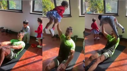 লকডাউনে নিজেকে ফিট রাখতে সন্তানদের নিয়ে ওয়েট লিফটিং রোনাল্ডোর, দেখুন ভিডিও