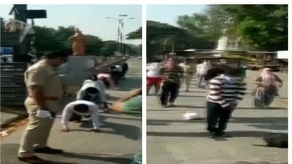 ലോക്ക് ഡൗണിനിടെ പ്രഭാത സവാരി; ഒടുവില്‍ യോഗ ചെയ്‌തിട്ട് പോയാൽ മതിയെന്ന് പൊലീസ്‌- വീഡിയോ