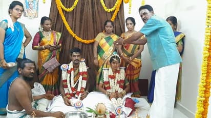 ஆடம்பரம் இல்ல.. கூட்டம் கூடல..! சமூக விலகலை கடைபிடித்து எளிமையாக நடந்த திருமணம்..!