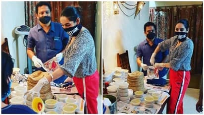 வீட்டில் உணவு சமைத்து அரசு மருத்துவர்களுக்கு கொடுக்கும் இளம் நடிகை..! பொழியும் வாழ்த்து மழை..!