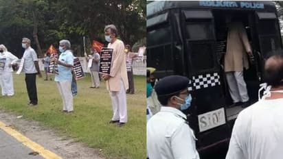 লকডাউনের মধ্যে বিক্ষোভ কর্মসূচি বামেদের, পুলিশের সঙ্গে ধস্তাধস্তিতে তুলকালাম রেড রোড