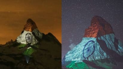 കൊവിഡ് ചെറുത്തുനിൽപ്പിനുള്ള ആദരം; ഇന്ത്യൻ പതാകയിൽ തിളങ്ങി ആൽപ്സ് പർവതം, ചിത്രം ട്വീറ്റ് ചെയ്ത് മോദി